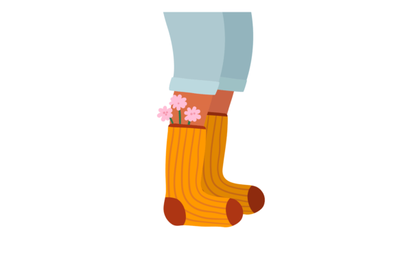 Download Legs in Warm Socks with Cute Flowers. Fo - Premium Bundle