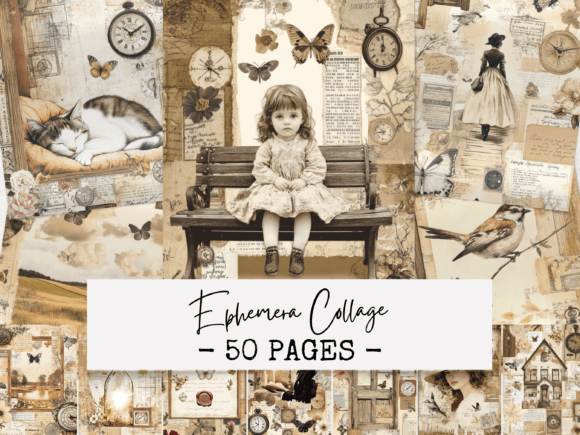 Download Vintage Ephemera Collage Pages - Page Collection