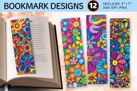 Download Rainbow Hippie Flowers PNG Bookmark Desi - Book Collection