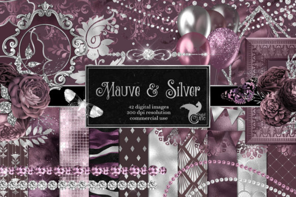 Download Mauve and Silver Digital Scrapbook Kit - Book Collection