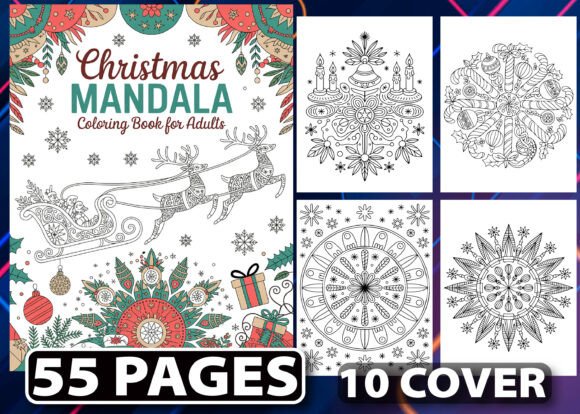 Download 55 Christmas Mandala Coloring Pages KDP - Page Collection