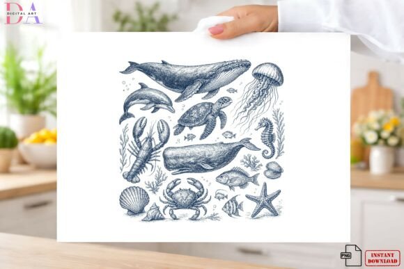 Download Vintage Ocean Animals PNG, Marine Life - Ocean animal Collection