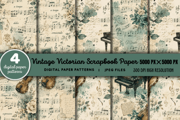 Download Vintage Victorian Scrapbook Pattern 9 - Book Collection