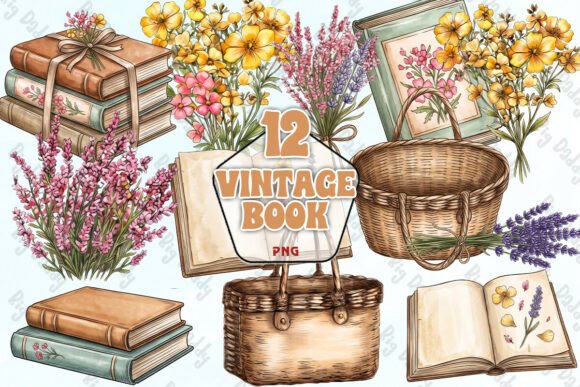 Download Vintage Cottagecore Book Clipart PNG - Book Collection