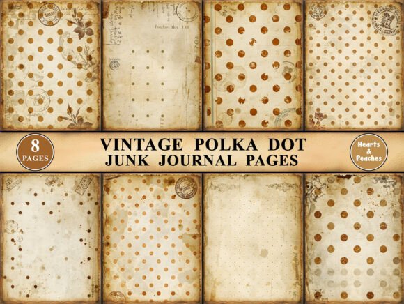 Download Vintage Polka Dot Junk Journal Pages - Page Collection