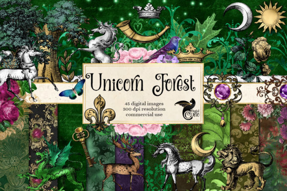Download Unicorn Forest Digital Scrapbook Kit - Book Collection