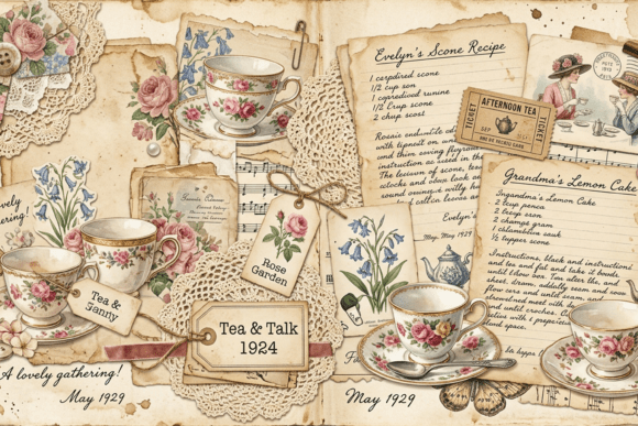 Download Vintage Sewing Collage Junk Journal Page - Page Collection