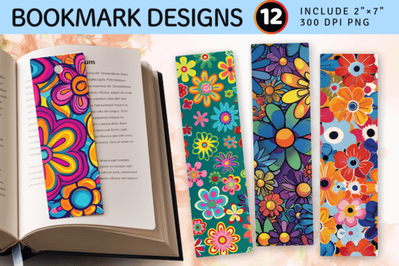 Download Funky Groovy Boho Flowers PNG Bookmark D - Book Collection