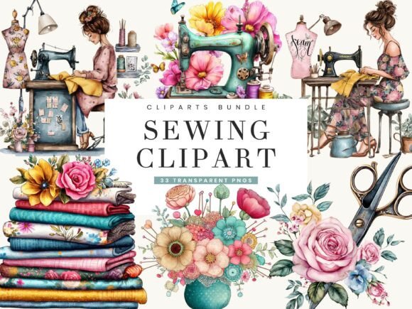 Download Watercolor Sewing Clipart Bundle - Sewing Collection