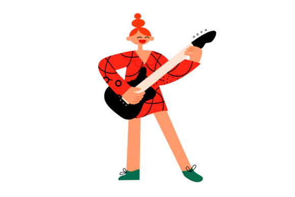 Download Happy Female Guitar Player Illustration - Female guitar player Collection